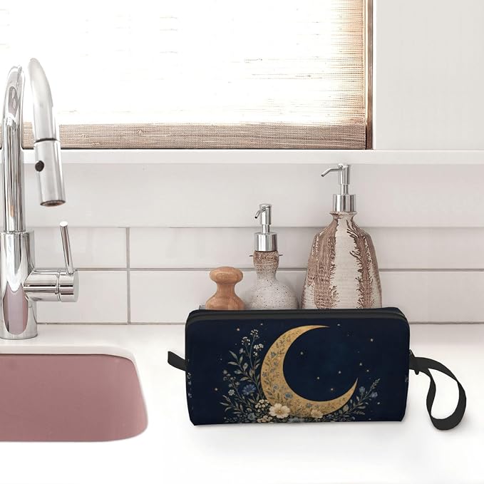 Moon Small Makeup Bag, 600D Oxford Cosmetic Pouch for Women | Moon Cosmetic Bag and Toiletry Pouch with Double-Sided Print and Foam Padding for Women, Travel, Gym, Weekend and Daily Use - Image 7