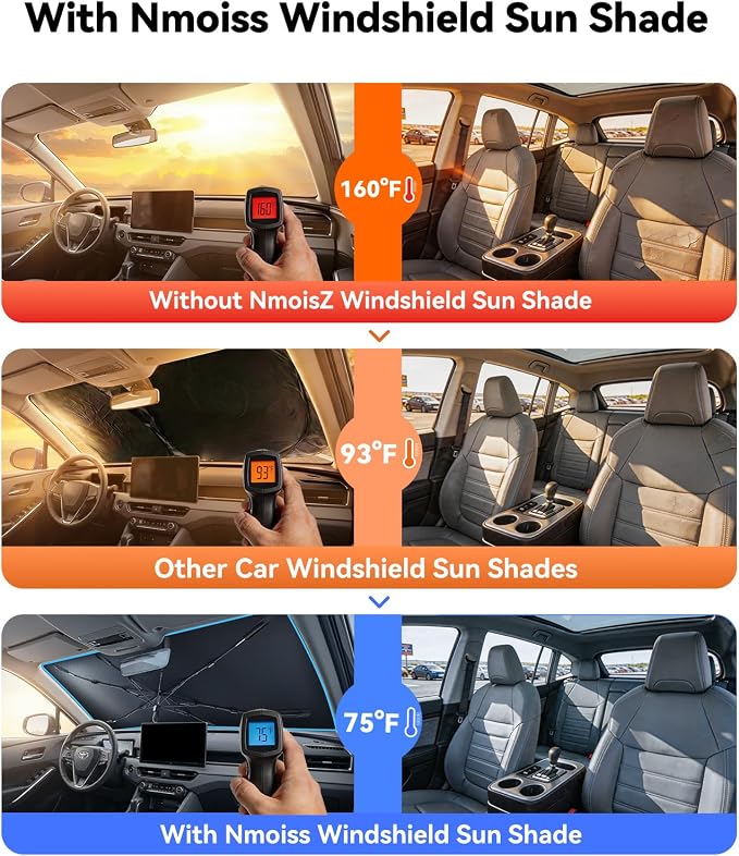 Nmoiss Windshield Sun Shade Umbrella for BMW - [Vinyl Coating Heat Shield] Protect Car from Sun Rays & Heat Damage Keep Cool and Protect Interior - Image 2