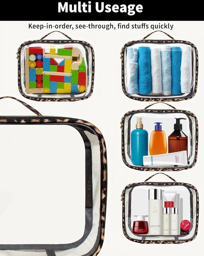3 Pack Clear Toiletry Bag for Women, TSA Approved Organizer for Travel Size Toiletries Carry on Travel Accessories Bag Airport Airline Compliant Bag Makeup Bag Zipper Pouch Set - Image 5
