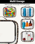 3 Pack Clear Toiletry Bag for Women, TSA Approved Organizer for Travel Size Toiletries Carry on Travel Accessories Bag Airport Airline Compliant Bag Makeup Bag Zipper Pouch Set - Image 5