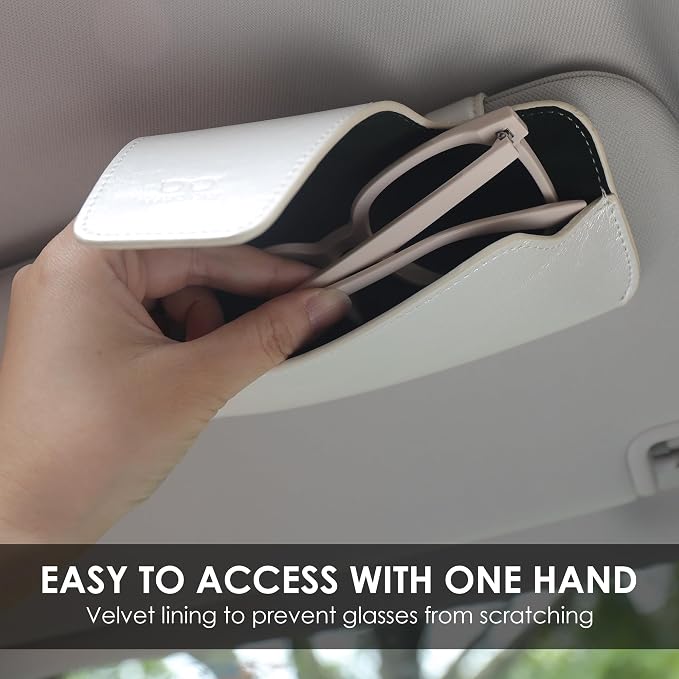 Sunglass Holder for Car Visor, Car Sunglasses Holder Leather, Eyeglasses Holder Glasses Storage Case Visor Accessories - Image 4