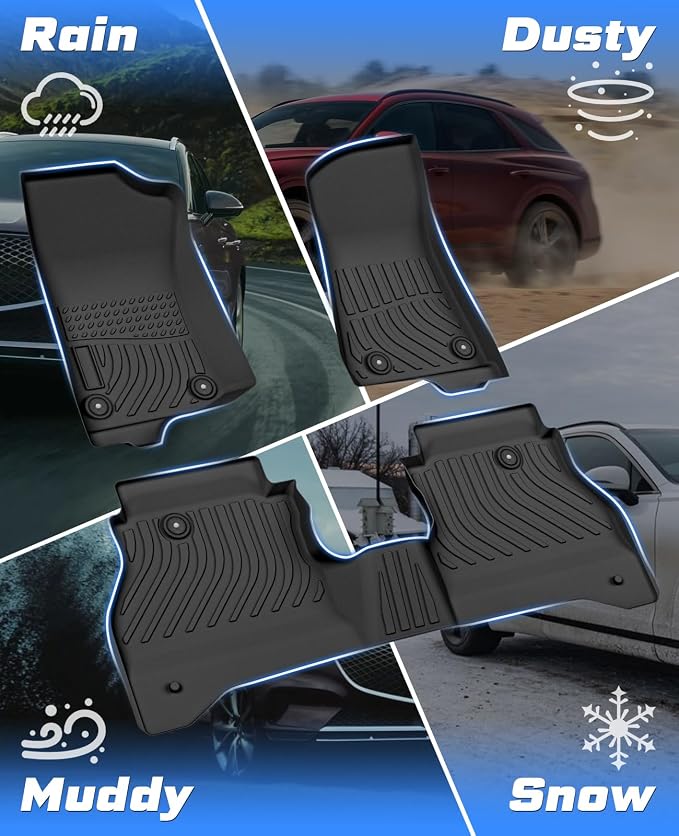 Sunsdrew Floor Mats for 2020-2026 Jeep Gladiator JT Accessories | 1st & 2nd Row All Weather Car Mats, TPE Rubber, Raised Edge - Image 5