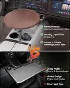 Car Tray Table & Car Laptop Desk with 360° Rotation & Phone Holder - Wooden Cup Holder Table, Car Laptop Mount & Food Tray Compatible with Tesla Model Y/3/S and Most Vehicles Walnut - Image 3
