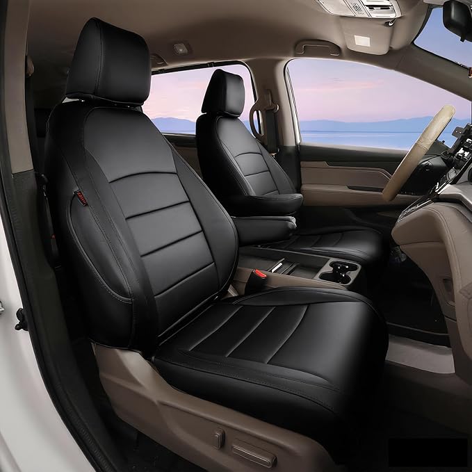 Full Set Car Seat Covers for Honda Odyssey 2018-2022,7-Seater,Faux Leather | for LX Only,2nd Row Captain Seats,Luxury Waterproof Seat Protector,Fit Like A Glove(Black) by Coverdream