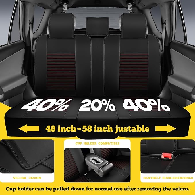 Front Car Seat Covers, Faux Nappa Leather for Sedan SUV, 2 Seats | Waterproof, Breathable and Airbag Compatible, Helps Reduce Slipping, Red - Image 5