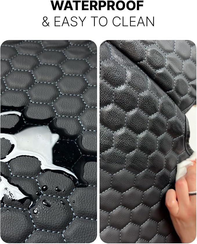 Set Seat Back Organizer & Car Seat Protector Hexy Waterproof & Non-Slip Protector for Child Car Cushion for Leather and Fabric Seats (Black Set 1) - Image 5