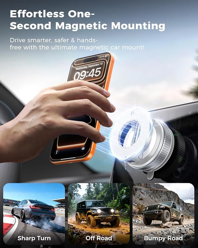 2026 Upgraded for MagSafe Vacuum Car Phone Mount | 2800gf Strong Magnetic Phone Holders for Your Car, 360° Adjustable 98LBS Suction Cup Car Mount for iPhone 12–17 Pro Max - Image 8