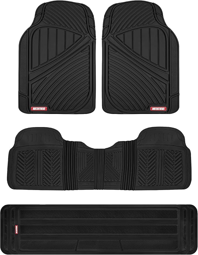 Motor Trend 3 Row Odorless Rubber Floor Mats & Liners for Car SUV Van, Durable Heavy Duty Polymerized Latex Full Interior Protection, Extra-High Ridgeline Design, Black, Model Number: MT-773-801-BK by MotorTrend