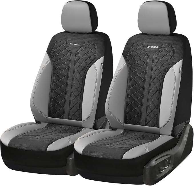 Coverado Leather Car Seat Cover for 2 Seats Front Seat Covers Waterproof Seat Covers 2-Pack Luxury Car Seat Protectors Universal Fit for Most Vehicles, SUV, Truck, Sedan - Image 7