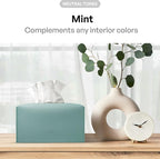 Carrotez Tissue Box Cover, [Refined] Modern PU Leather Rectangular Tissue Box Holder - Decorative Holder/Organizer for Bathroom Vanity Countertop, Night Stands, Office Desk 9.5"X5"X5" - Mint - Image 3