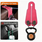 CoBak Purse Hook for Car - Universal Premium Stitched Leather and Aluminum-Magnesium Alloy Double Car Seat Back Storage Hook for Purses, Handbags, Bags (2 Pack),Raspberry - Image 4