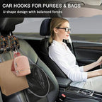 Blusabaca 2PCS Car Hooks for Purses and Bags, Goth Gothic Bookshelf Black Cat Seat Back Storage Headrest Holder Hanger PU Leather Double Metal Backseat Organizer, Women Car Accessories Organization - Image 2