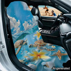Horeset Sea Turtle & Plumeria Flower Ocean Car Seat Towel Cover – Absorbent Sand Proof Sweat Protector, Universal Fit for SUV Sedan Truck, Hawaii Beach Design - Image 2