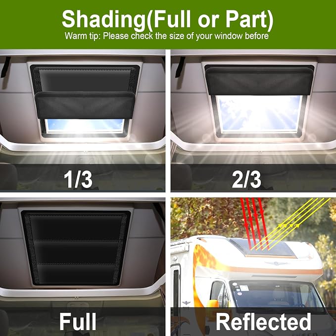 RV Skylight Cover, Vent Cover for Roof16 ¼ (L) x 16 ¼" (W), RV Window Blackout with UV Protection and Foldable Magnet Design, Waterproof Fabric, Reflective - Image 3
