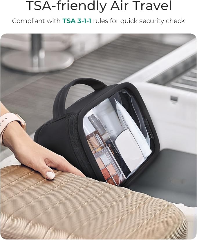 BAGSMART TSA-Approved Toiletry Bag, Large Opening Clear Makeup Bag with Handle, Quart Sized Travel Toiletry Bag, Carry-On Airline Compliant for Men and Women (Black) - Image 2