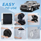 Windshield Sun Shade B&W American Flag USA Patriotic Design - Folding Car Front Window Sunshade for Cars SUV Trucks, Max UV Blocking and Keep The Vehicle Cool XL - Image 2
