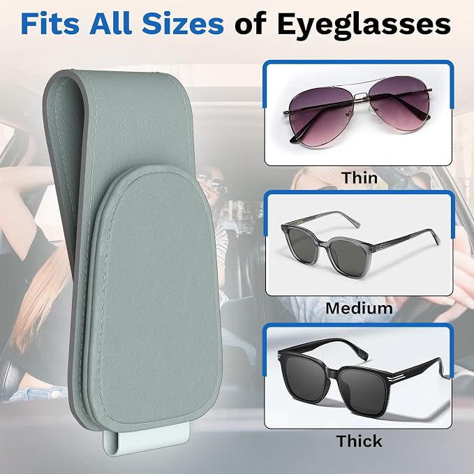 BFXM Car Sunglass Holder, Magnetic Leather Sunglass Holder | Eyeglass Hanger Clip for Car Sun Visor, Car Sun Visor Ticket and Card Clip - Image 5