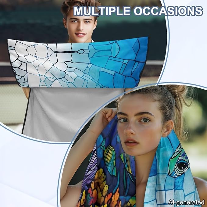 Sea Turtle Print Car Seat Towels for Front Seats Coral Print Towel Bucket Seat Covers with Storage Bag 60 x 33 Inch Absorbent Athletic Towels for Car Seats, Blue - Image 5