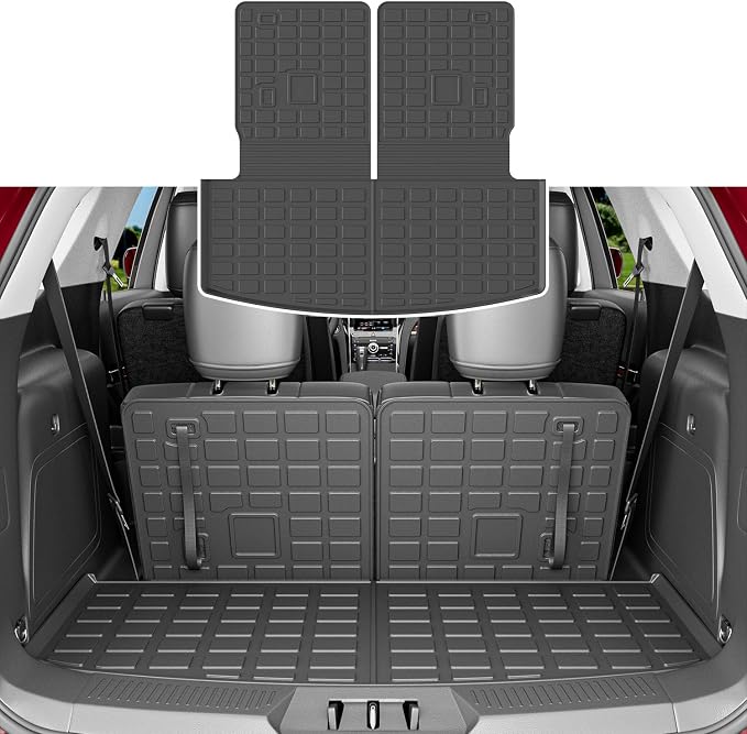 xipoqix 6&7 Seats Cargo Mat Compatible with 2020-2026 Ford Explorer | Backrest Mat Cargo Liner Trunk Mat Replacement for 2020-2026 Explorer Accessories(Trunk with Backrest Mat) by xipoqix