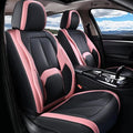 Coverado Seat Covers, Car Seat Covers Front Seats, Nappa Leather Seat Covers for Cars, Waterproof Car Seat Protector with Lumbar Support, Front Seat Covers Universal Fit for Most Cars (Black&Pink) by COVERADOAUTO