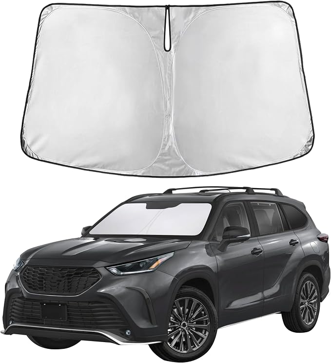 EcoNour Windshield Sunshade Compatible for Toyota Highlander 2020-2025 2026 | Sun Visor for Front Windshield & Window Sun Shade Cover, UV Heat Blocker & Protector, Car Accessories by EcoNour