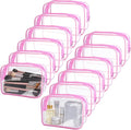 12 Pieces Clear Makeup Bags Bulk, TSA Approved Toiletry Bag Cosmetic Toiletries Pouch with Zipper, Waterproof Vinyl Plastic Organizer Case for Carry-on Travel Essentials (Pink Medium) by YOQIVEXU