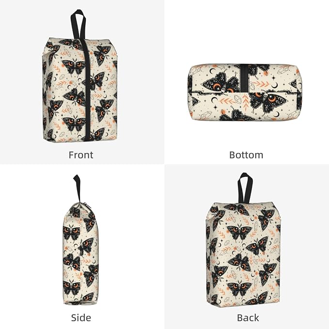 Gothic Witchy Butterfly Travel Shoe Bag for Men & Women, Waterproof Shoe Storage Organizer with Zipper, Portable Shoe Pouch for Sneakers, Heels, Sandals, Gym & Travel Luggage 2PCS - Image 2