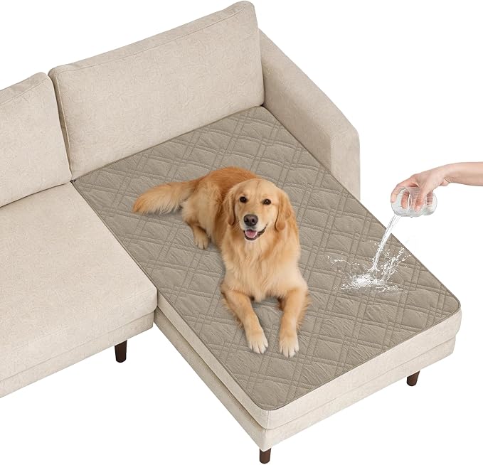100% Waterproof Washable Dog Blanket，Khaki+Khaki， 42"x50" | ,7-Layer Reversible Couch Covers for Dogs Met for Sofa Furniture Car Camping by Unknown