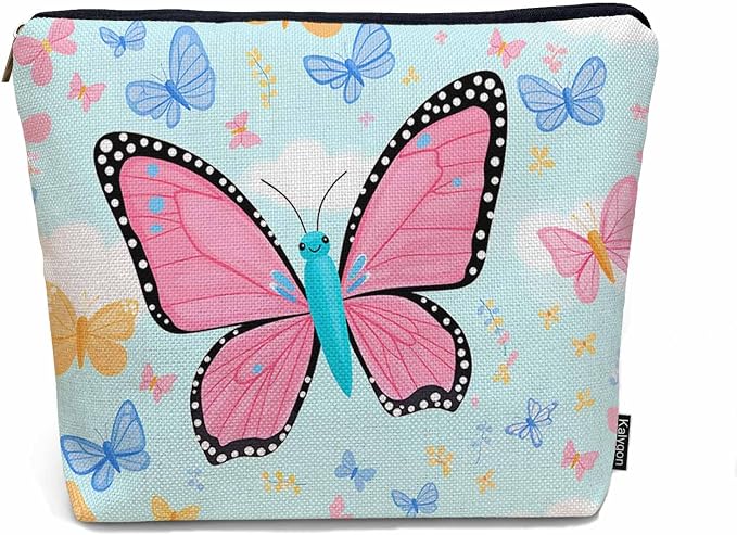 Makeup Bag For Purse Butterfly, Colorful Butterflies Garden Butterfly Cosmetic Bags For Women With Zipper Travel Toiletry Pouch Makeup Bags Makeup Organizers Purse For Toiletries Cosmetics by Unknown