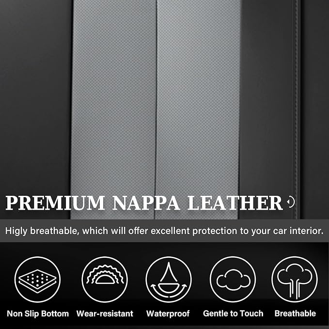 Coverado Rear Bench Car Seat Covers, Car Rear Seat Covers, Nappa Leather Back Seat Cover, Automotive Seat Covers Seat Cushion Cover Universal Fit for Most Cars Sedan SUV Pickup Truck, Black&Gray - Image 3
