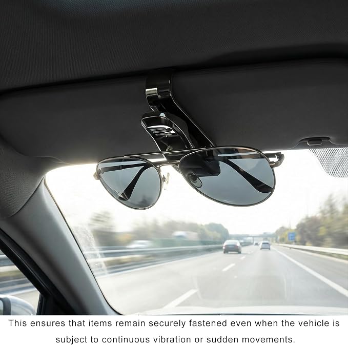 4 PCS Sunglass Holder for Car Sun Visor, Vehicle Interior Visor Eyeglasses Hanger with Sponge Pad, One-Handed Operation Sun Shade Glasses Organizer for Car SUV Truck - Image 5