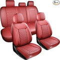 Red High-Density Nappa Leather Automotive Car Seat Covers Full Set | Univerasal Fit,3D Contoured,Waterproof,ThickTexture Nappa Leather,for most Suvs Trucks Sedans by ZenRideCarCare