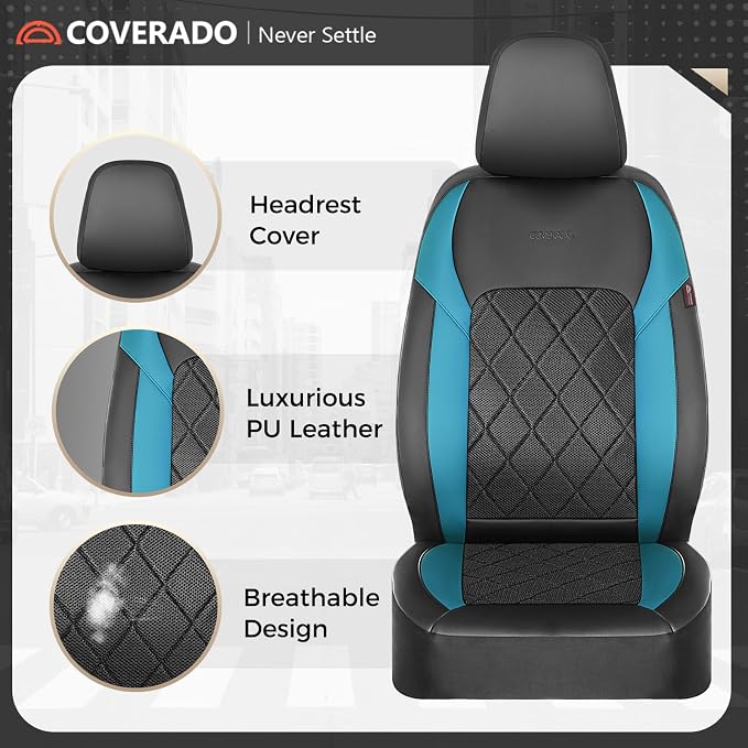 Coverado Car Seat Covers, Seat Covers Full Set, 5 Seats Automotive Seat Cover, Mesh Breathable Seat Protectors, Universal Fit for Most Cars - Image 3