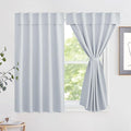 NICETOWN Greyish White Short Blackout Curtains 63 Inches Long for Bedroom | Portable Thermal Insulated Self Adhesive Window Curtains for Living Room, 1 Panel Sewn with Tiebacks, 52" x 63" by NICETOWN