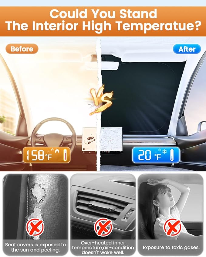KUST Windshield Shade Custom Fit for Nissan Frontier 2022 2023 2024 2025 2026 Car Accessories Sun Shade Front Windshield Sun Visor Foldable Thicker 5-Layer Block Sun UV Rays - Image 6