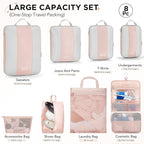 OlarHike 8 Set Compression Packing Cubes for Travel Gifts Mom Women,Airplane/Cruise/Car Travel Essentials,Compressible Expandable Space Saver Bags,Garment Bags with Over 1000 pcs Mesh Holes(Beige) - Image 2