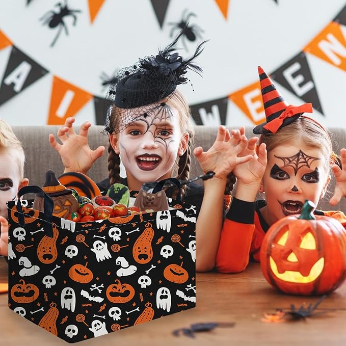 Halloween Ghost thriller basket,Empty Halloween basket,Horror and thriller decor,Trick or Treat Box for Boys and Girls,Horror decor(Cute pumpkin) - Image 2