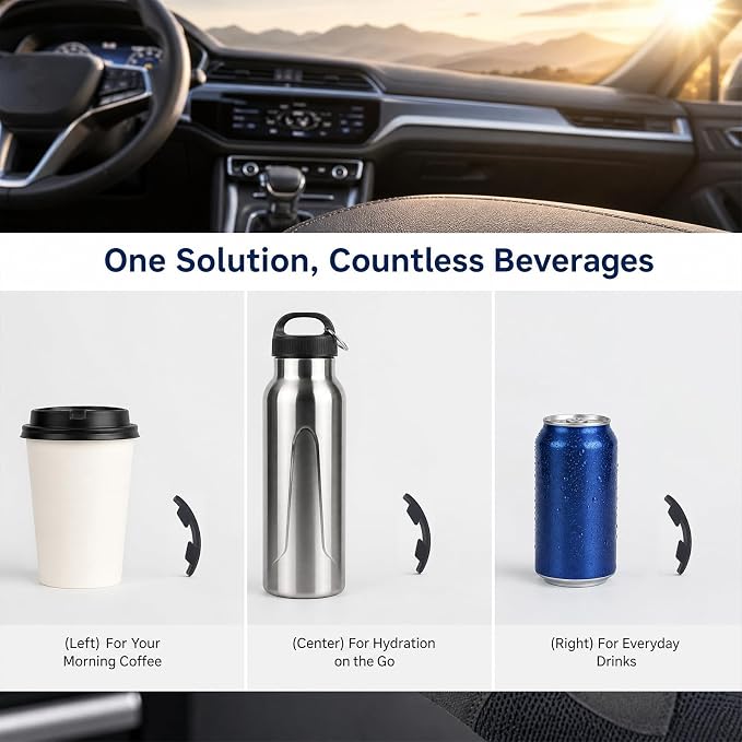 6PCS Car Cup Holder Insert, Arc Leaf Silicone Cup Holder Limiter, Soft Anti-Shake Auto Cupholder Stabilizer, Universal Drink Holders Expander for Most Vehicle, Sedan, SUV - Image 5