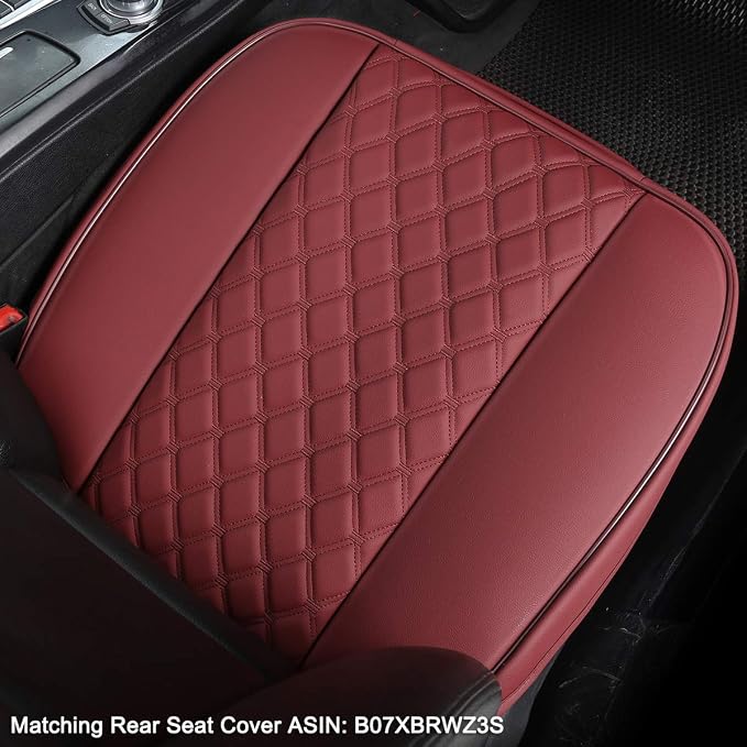 Black Panther 1 Pair PU Car Seat Covers, Front Seat Protectors Compatible with 95% Vehicles,Diamond Pattern Embroidery,Anti-Slip & Full Wrapping Edge (W 21.26''×D 20.86”) - Burgundy - Image 5