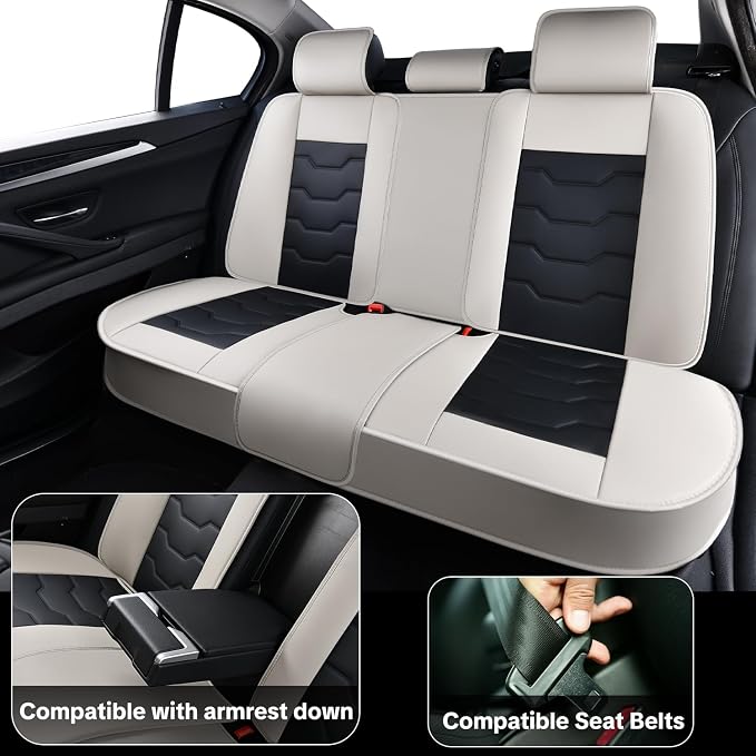 Gray Car Seat Covers Complete Set, Universal Car Seat Covers for Cars, Premium Waterproof Leather, Protect & Upgrade Car Interiors, Airbag Compatible, Easy to Install & Clean Up - Image 7
