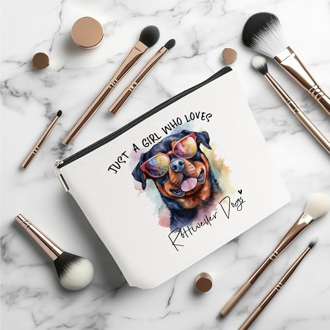 Rottweiler Gifts for Woman Makeup Bag Rottweiler Lovers Cosmetic Bag | Travel Organizer Bags Makeup Pouch, Christmas Birthday Friendship Animal Lovers Gifts for Women Girls Sisters - Image 3