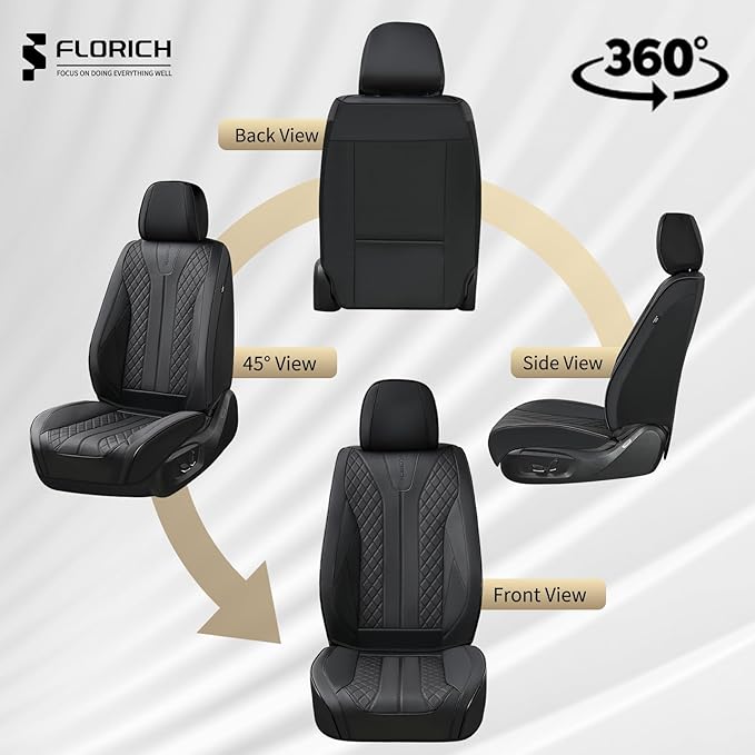 FLORICH Leather Automotive Seat Covers, Waterproof Seat Covers, Black Front Car Seat Cover, Full Coverage Car Seat Covers 2 Pack Car Seat Cushion Protector Universal Fit for Most Cars SUV Trucks - Image 6
