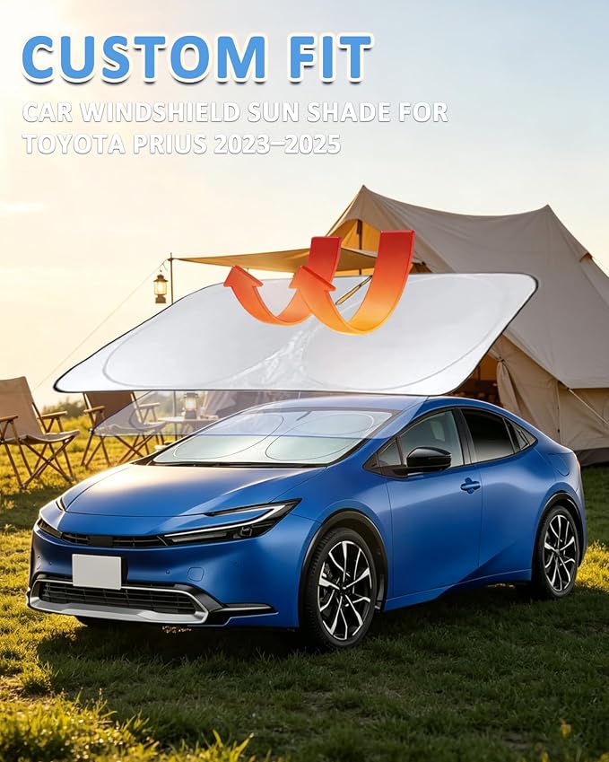 Sun Shade for Toyota Prius 2023-2025 2026 Windshield Sunshade Sun Visor | Custom fit Prius Foldable Front Window Cover Retractable Protector Keep Interior Cool UV Blocker - Image 2