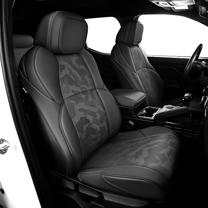 Car Seat Covers Fit for Toyota Tacoma 2024-2026 Double/Crew Cab,Black | Custom Faux Leather Full Set,Waterproof & Wear-Resistant Seat Cover,Fits Tacoma 4th Gen SR,SR5,TRD Sport,TRD Off-Road,Limited by Vidokena