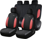 Coverado Seat Covers Full Set, Automotive Car Seat Protectors 5 Seats, Red Driver Protectors Universal Fit for SUVs, Trucks, Sedans,Car Accessories by COVERADOAUTO