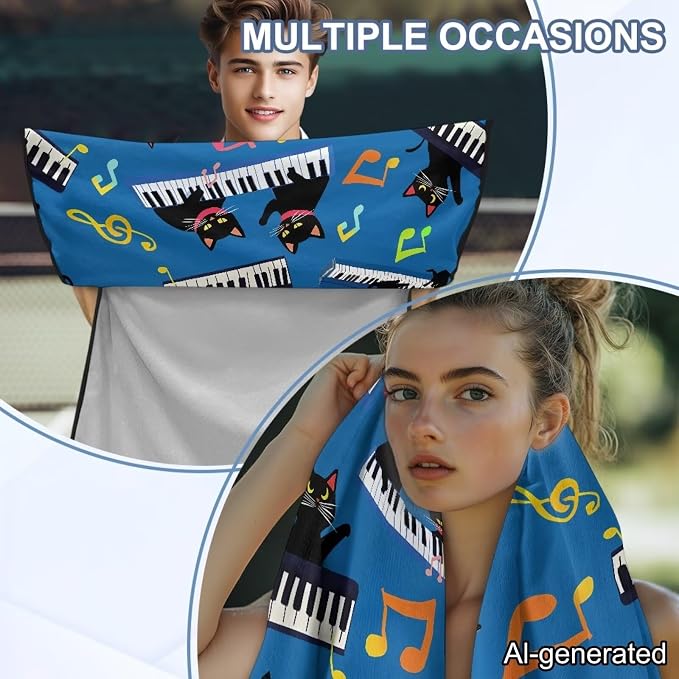Horeset Piano Cat Car Towel Seat Cover Easy to Install Car Seat Cover Front Seats Only Soft Interior Accessories Sports Towel Seat Protection for SUV Trucks Cars Sedan Van - Image 7
