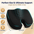 Seat Cushion, Memory Foam Office Chair Cushion - Grey, XXX-Large | for Car Seat, Airplane, Desk Chair - Sciatica & Hip & Coccyx Pain Relief Cushion for Long Sitting Office Workers, Car Drivers - Image 2