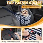 Portable Dog Car Seat for Small Dogs, Puppy Car Seat, Blue Stripes | Booster Seat With Safety Leash & Adjustable Straps Keeps Small Dogs Secure. Removable Washable Cushion. Fits Most Cars. - Image 5