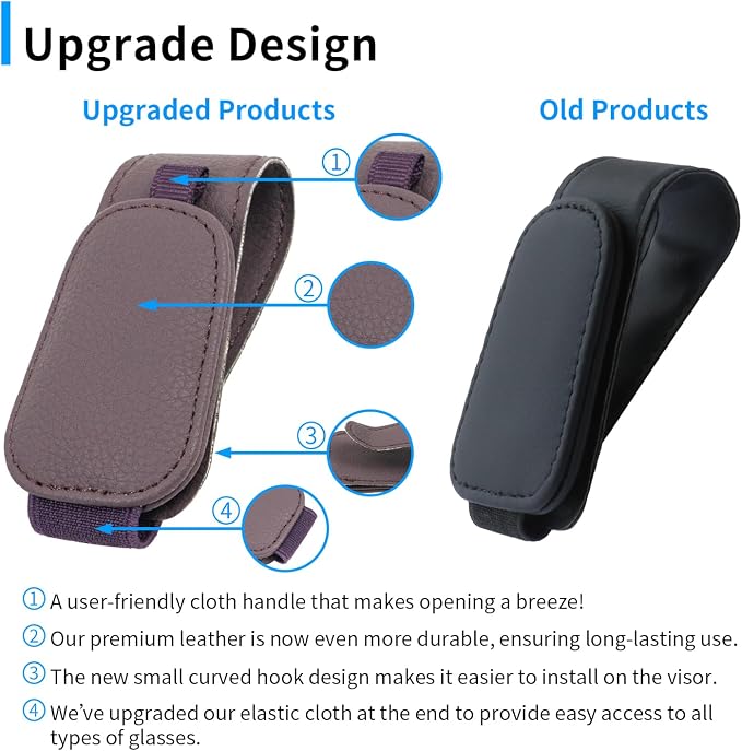 Yuoyar 2 Packs Magnetic Sunglass Holder for Car Visor (Purple) | Magnetic Interior Car Accessories - Image 2