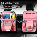 Car Seat Organizer, Multifunctional Backseat Protector Mat, Storage Bag and Tray Rack, Trash Storage (Suitable for Cars, Children, Back of Seats, and Rear Seats) (Pink, Leather 1-Piece Set) - Image 3